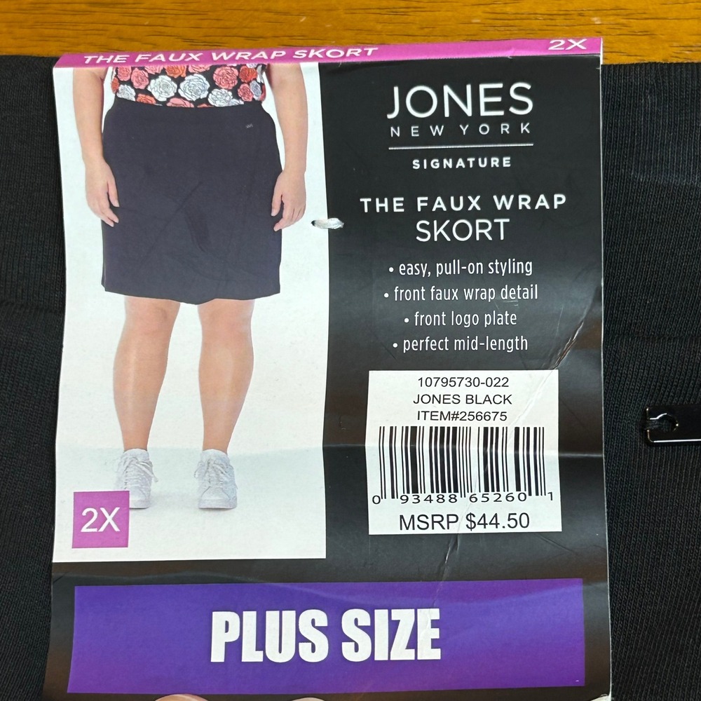 Jones New York Signature Faux Wrap Skort Jones Black Plus Size 2X 10795730-022 - Picture 4 of 12